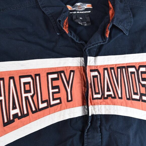 Harley Davidson Racing Shirt Short Sleeve Embroidered XL Cotton Twill - Picture 3 of 7